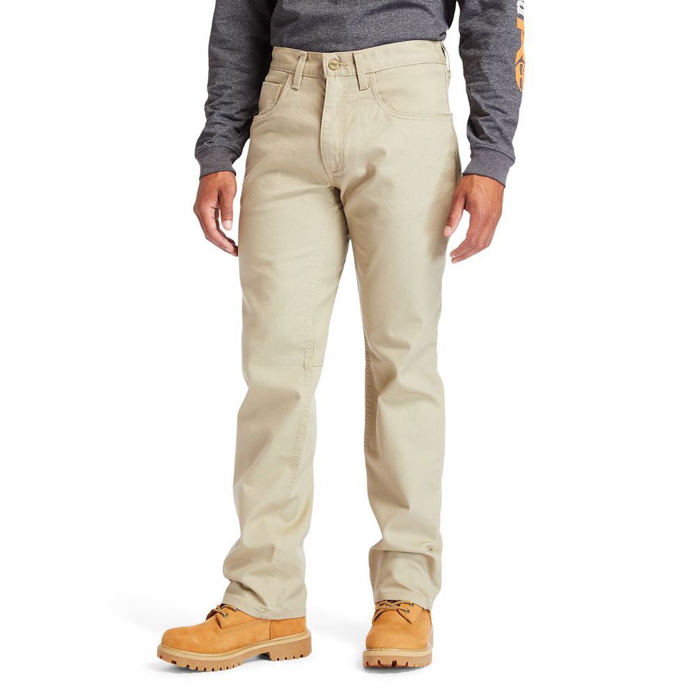 Timberland Mens Pants PRO® 8 Series Flex Canvas Work - Khaki - India ZA6187549